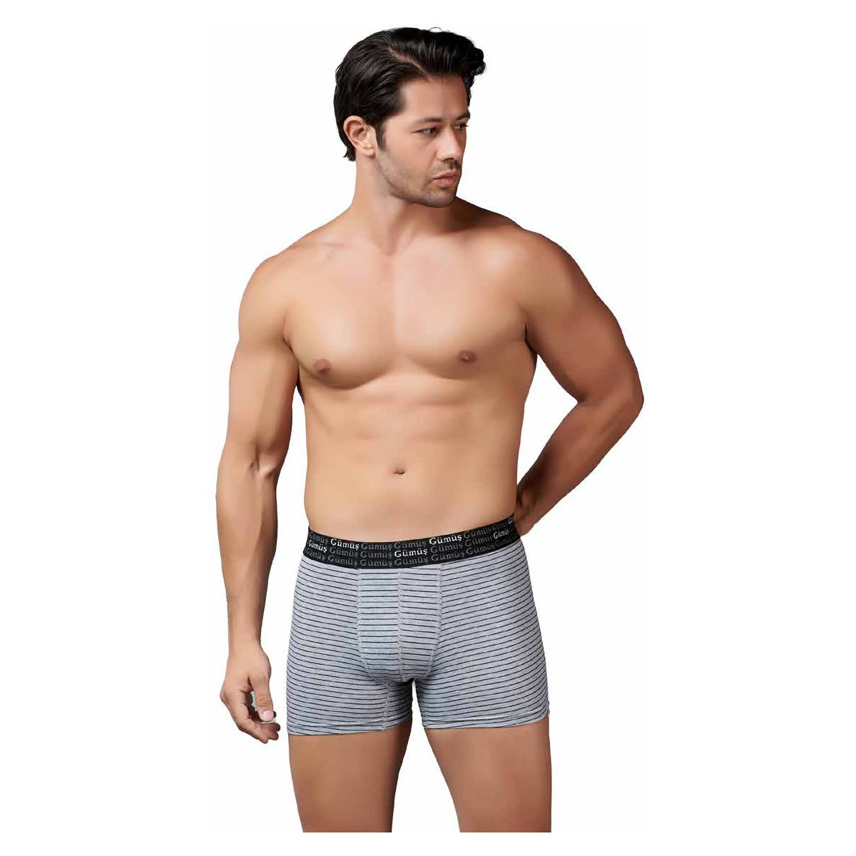 Erkek Likralı Çizgili Boxer