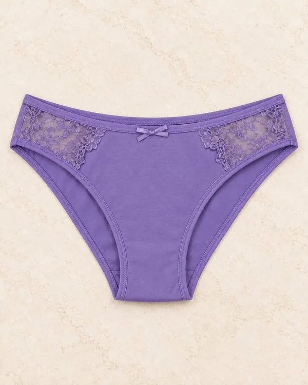 Kadın Likralı İnce Bel Çift Yanı Dantelli Bikini