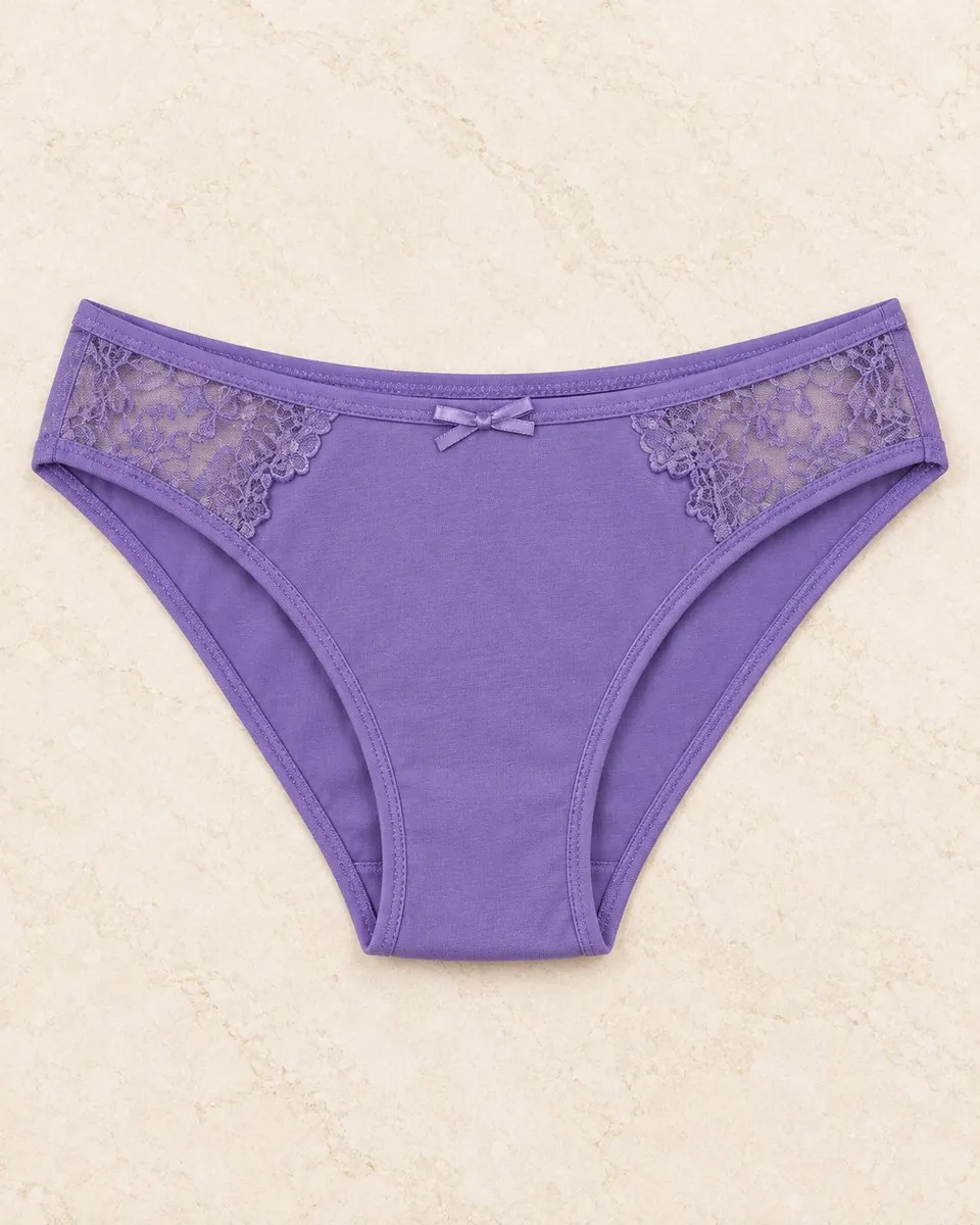Kadın Likralı İnce Bel Çift Yanı Dantelli Bikini