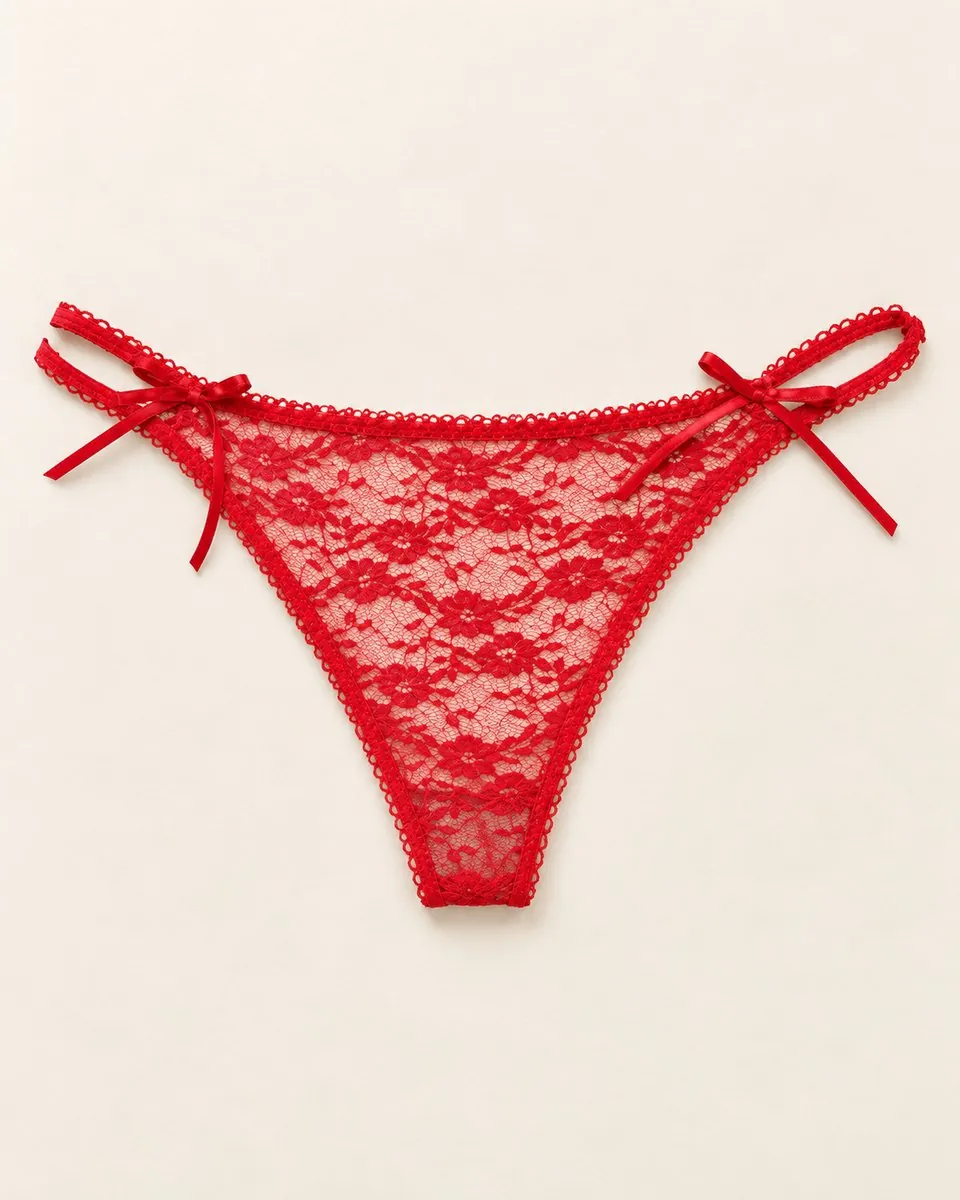 Kadın Likralı İpli Tül Dantel Bikini