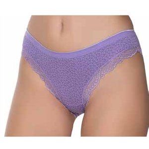 Kadın Likralı Paça Dantelli Puantiyeli Bikini
