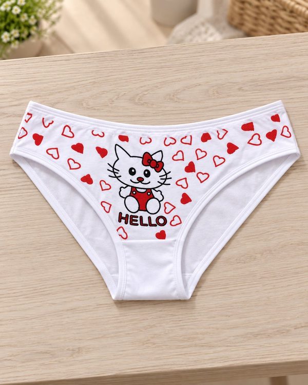 Kadın Ribana İnce Bel Kırmızı Hello Baskılı Bikini