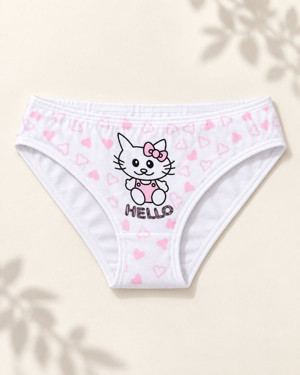 Kadın Ribana İnce Bel Pembe Hello Baskılı Bikini