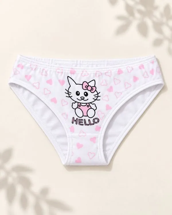 Kadın Ribana İnce Bel Pembe Hello Baskılı Bikini