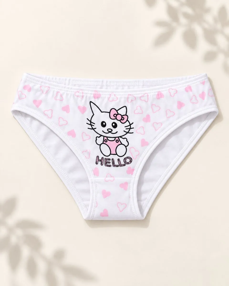 Kadın Ribana İnce Bel Pembe Hello Baskılı Bikini